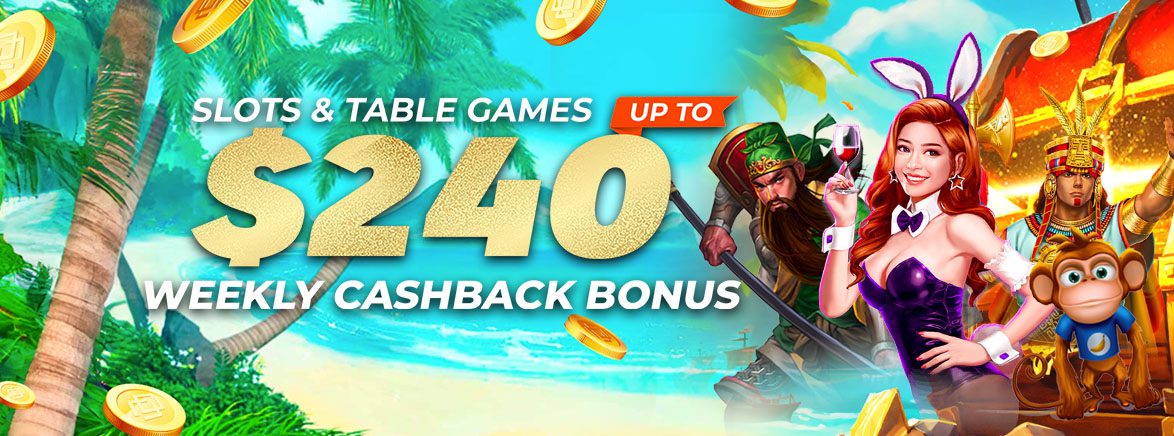 Slots & Table up to $240 Weekly Cashback Sign Up